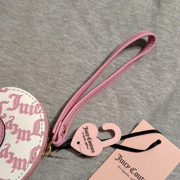 💗 NWT Juicy Couture Heart Coin Purse / Wristlet – Pink Logo Print - Picture 4 of 10